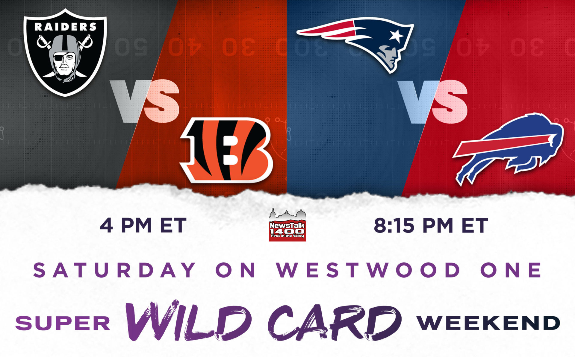 NFL Super Wildcard Weekend Kicks-Off Saturday on News Talk 1400. 