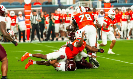 Forced Fumble by Cole Nelson (Miami)