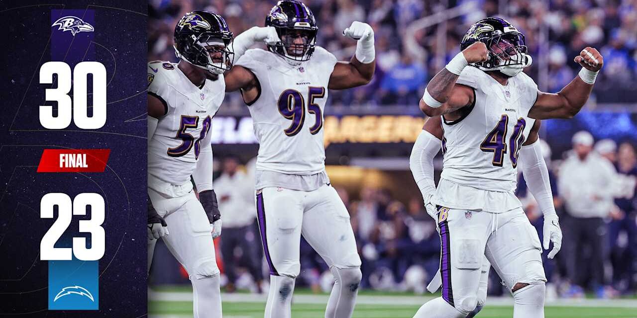 Game Recap: Ravens Defeat Chargers on 'Monday Night Football'