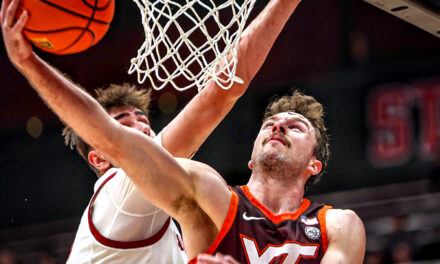 Raynaud’s 12th double-double sparks Stanford past Virginia Tech 70-59 in first ACC home game