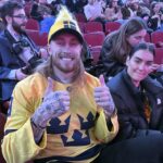 George Kittle supports Swedish friend Filip Forsberg at the 4 Nations Face-Off in Montreal