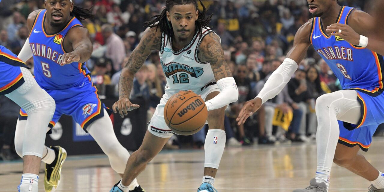 Grizzlies guard Ja Morant exits playoff game vs Thunder with left hip contusion after hard fall