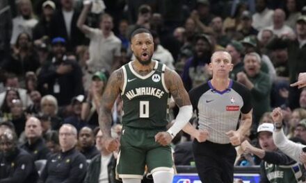 Bucks star G Damian Lillard injures left leg, out vs. Pacers in Game 4
