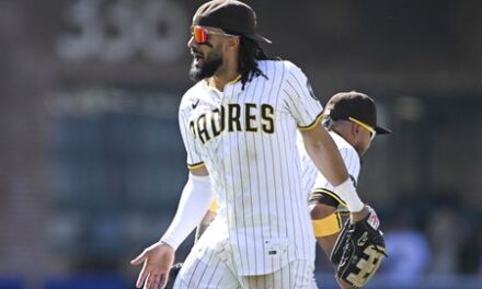 Padres star Fernando Tatis Jr. (forearm) exits after hit by piitch