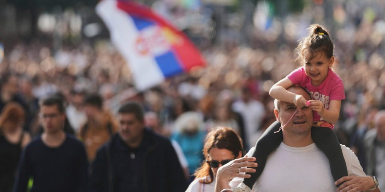 Thousands rally in Serbia’s capital demanding snap elections after months of protests