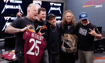 Metallica receives custom VT football jerseys