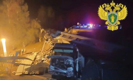 Explosions caused 2 bridges in western Russia to collapse, officials say. Seven people were killed