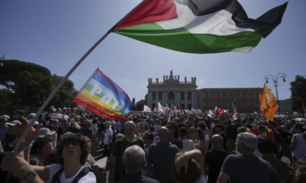 Thousands of demonstrators march through Rome to call for an immediate end to the war in Gaza