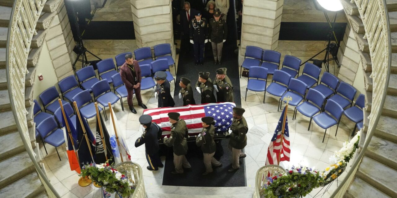 Mourners pay respects to late US Rep. Charles Rangel as his body lies in state at New York City Hall